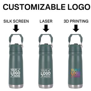 Custom Vacuum Insulated Stainless Steel Outdoor Sport Water <b>Bottle</b> 22oz 18 oz Water <b>Bottle</b> With <b>Straw</b> Lid and Portable Handle - Product Image 5