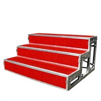 Scène portable robuste en acier à 3 niveaux, pliable, avec roues et barre de sécurité arrière pour chœur