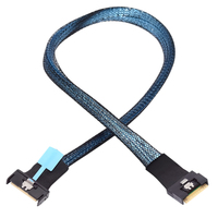 Kabel PCIe 5.0 MCIO 8i ke Slim SAS SFF-8654 8i 74Pin Kabel Data Server Internal untuk NVMe SSD HBA RAID Card