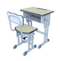 Ensemble de mobilier scolaire moderne Liserve pour salle de classe, en bois, avec bureaux réglables durables et chaises à 1 tiroir pour les élèves du collège