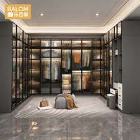 Armoire en bois Balom 2024 pour chambre à coucher, armoire sur mesure, dressing ouvert avec portes en verre
