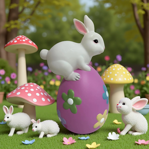 Wholesale Reversible Plastic PP Outdoor Garden Statue Easter Bunny Hare Decor with Egg Rabbit Ornaments Animal Patterned Decor - Product Image 2