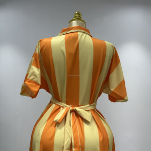 Nuevo Vestido Casual <span class=keywords><strong>Elegante</strong></span> a Rayas de Manga Corta <span class=keywords><strong>para</strong></span> Mujer, Vestido Largo con Cuello en V, Moda de Verano, Tela Transpirable y Cómoda - Product Image 3