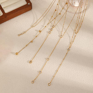 Joyería minimalista para mujer, collar elegante con babero largo de cuentas de acero inoxidable Chapado en Metal de 18 quilates - Product Image 5