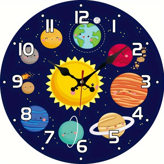 Universe Planet Decorative Wall Clock Sun Stars Office Living Room Dining Room Bedroom Home Decor Valentine's Day New Year