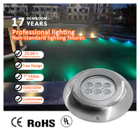 Projecteur LED extérieur submersible pour piscine, en acier inoxydable 316L, étanche IP68, montage en surface, DMX 18W 24W RGBW, blanc chaud, AC/DC24V