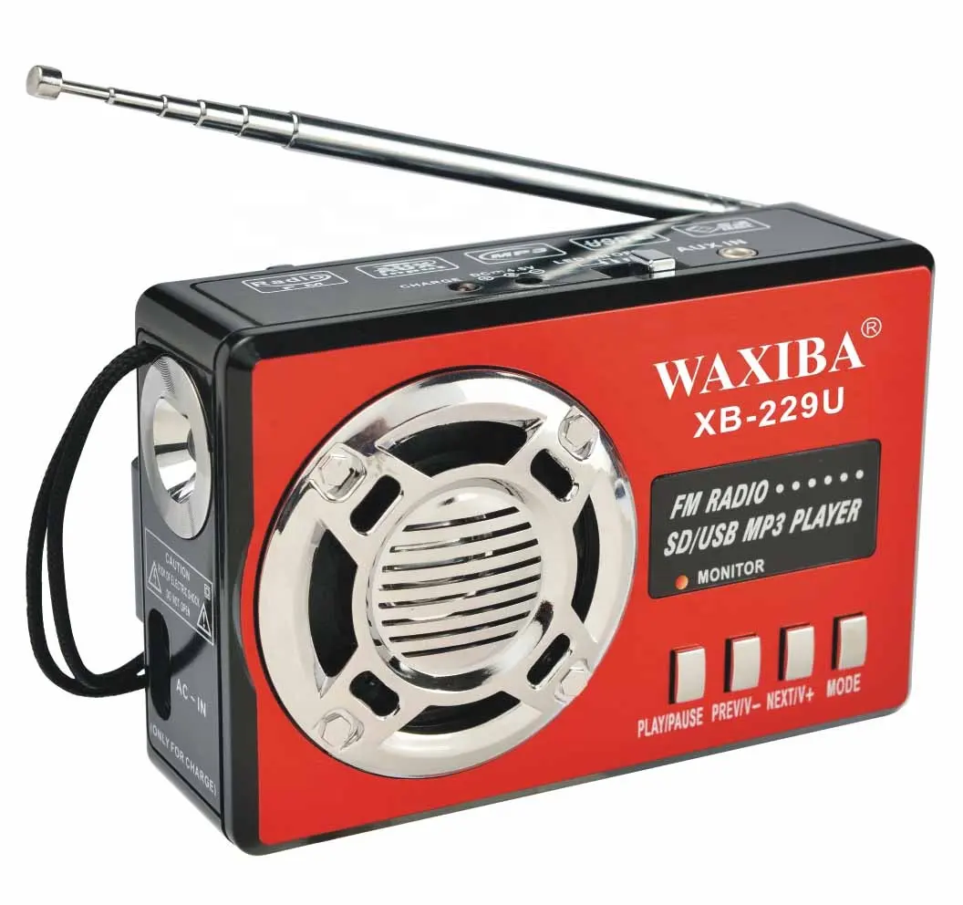 Перезаряжаемый портативный Радиоприемник waxiba xb с USB/SD-картой am fm с AUX/фонариком