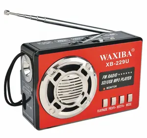 可充电 USB/sd卡 am fm 便携式 waxiba xb 收音机带 AUX/Torch