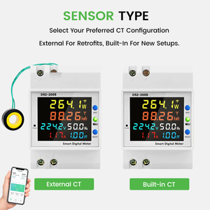 Monitor de CA 6 en 1 Tuya para riel DIN, 110V 220V 380V 100A, Medidor de Voltaje, Corriente, Factor de Potencia, Energía Activa (KWH) y Frecuencia (AMP) - Product Image 2