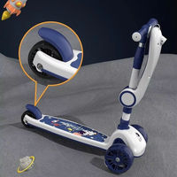 Trottinette pliable 2 en 1 pour enfants avec siège amovible, hauteur réglable, roues lumineuses, jouet de balade en plein air pour tout-petits