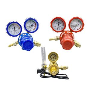 Régulateur de gaz YQY-08 G5/8 avec manomètre externe pour oxygène, acétylène, argon, CO2, avec double manomètre et valve - Product Image 1