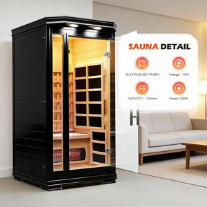 KLAFIN Sauna Inframerah Jauh Terapi Cahaya Merah Hemlock untuk 1 Orang, Kontrol Digital Elektrik, Bak Pijat & Ruang Sauna Dalam Ruangan - Product Image 2