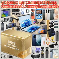 Boîte mystère garantie avec smartphone inclus, 5 pièces, tablette, bague connectée, caméra d'action, humidificateur, câble de données, gadgets aléatoires