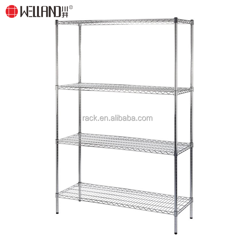 China Manufacturer 4 Tier Metal Shelving Racks Storage Commercial Wire Shelving With Nsf Approval