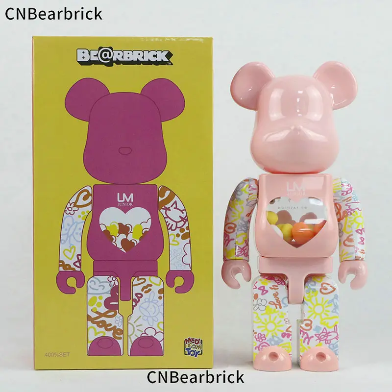 सही संस्करण के Bearbrick उम भित्तिचित्र हल्के अंडा बिल्डिंग ब्लॉक भालू 400% 28cm फैशनेबल खेलने गुड़िया सजावट