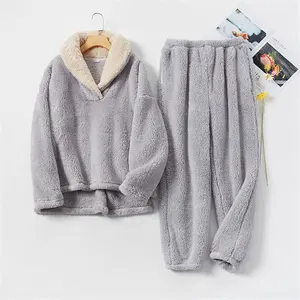 FINETOO Women Pajamas Set Winter Flannel Cartoon Warm Pyjamas Sexy Sleepwear turn-down collar Strap Top Shorts Set Homewear