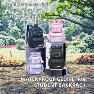 Sac à dos Oxford tendance pour étudiants, motif géométrique, design imperméable, grande capacité, usage quotidien, sport, extérieur, voyage - Product Image 2