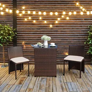 Customized Outdoor Furniture Rattan Table And Chair 3 Piece Set Balcony Garden Rattan Furniture Set