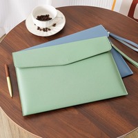Porte-documents A4/A5 en PU grande capacité avec fermeture à pression métallique, personnalisable avec logo pour réunions, affaires, étudiants et promotion.