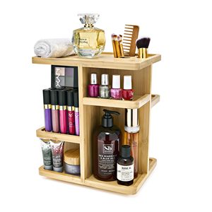 Organizzatore per Trucchi in Bambù, Porta Cosmetici Girevole in <span class=keywords><strong>Legno</strong></span>, Vassoi e Contenitori per Bagno, Espositori - Product Image 1