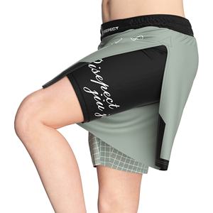 Pantaloncini da Corsa 2 in 1 da Uomo con Supporto Interno Tessuto Traspirante Esterno con Fascia Elastica Antiscivolo per Arti Marziali - Product Image 1