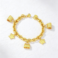 Gelang Liontin Hati Berlapis Emas 24K dari JXX Jewelry, Rantai Cuban Link, Perhiasan Fashion untuk Wanita