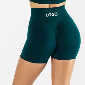 OEM Custom Recycled Material Fitness Workout Yoga Pants Women Sports Shorts Gym Teal Seamless Scrunch Butt Shorts