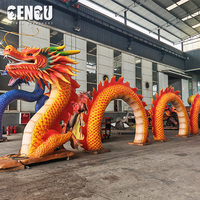 Sculpture personnalisée de tunnel en forme de dragon chinois, grandeur nature, pour exposition extérieure lors d'événements festifs