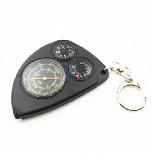 Thermomètre portable multifonction pour l'alpinisme - Mini boussole - Porte-clés pour l'extérieur, la randonnée, le camping, le mini porte-clés, thermomètre, boussole