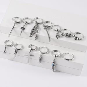 Pendientes colgantes de Clip de oreja de acero inoxidable gótico Popular con perla plata Punk oreja gota joyería al por mayor para hombres/mujeres - Product Image 6