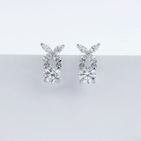Schmetterlingsflügel-Ohrstecker mit Birnen- und Marquise-Schliff Laborgezüchteten Diamanten, Pt950 Platin Damen-Ohrringe, Edle Ohrringe mit Labor-Diamanten