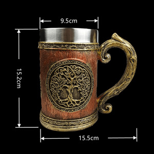 แก้ว<span class=keywords><strong>เบียร์</strong></span>ที่ระลึกต้นไม้แห่งชีวิตแบบยุโรปยุคกลาง ทำจากเรซิ่นแบบใหม่ ลายเทพนิยาย พร้อมชั้นในสแตนเลส - Product Image 2