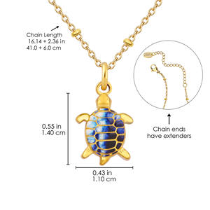 2025 plage été bijoux en acier inoxydable collier émail tortue de mer étoile de mer palmier pendentif collier mer colliers - Product Image 5