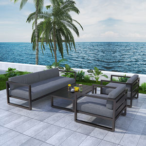 Set di Divani da Giardino Fulin, Moderni e Bestseller, in <span class=keywords><strong>Alluminio</strong></span> per Esterni, Resistenti alle Intemperie, per Sala da Pranzo/Soggiorno, Patio e Giardino - Product Image 4