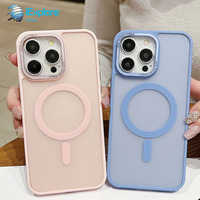 Étui de téléphone pour iPhone 16 PRO Max en TPU PC mat brillant 2 en 1 avec aimant puissant et fenêtre de caméra en métal