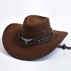 Chapeau de cowboy occidental rétro unisexe en faux daim YX, à large bord, 100 % polyester, toutes saisons, pour l'extérieur, protection solaire, style jazz - Product Image 2