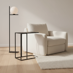 <span class=keywords><strong>Table</strong></span> rustique à 2 niveaux avec ports USB Type-C et prises pour petits espaces, <span class=keywords><strong>table</strong></span> d'appoint en métal noir avec station de charge - Product Image 5