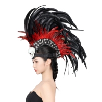 Coiffe tête de mort en plumes exotiques faite à la main pour Mardi Gras, Halloween, soirées en club, danse et costumes de scène