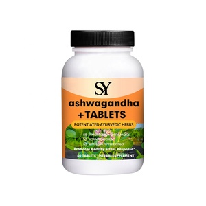 Таблетки Ashwagandha, потенцированные аюрведические травы с экстрактом длинного перца, для здоровой энергии реакции на стресс, частная марка - Product Image 1