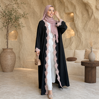 Nouvelle Arrivée Sharut OEM/ODM Dubaï Abaya Luxe Aïd Robe Islamique Musulmane Femme Modeste Été Dentelle Fleurie Bordure Ouverte Abaya 2026
