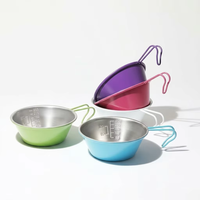 Bol de préparation pour barbecue en acier inoxydable écologique vert clair et gris clair avec échelle de mesure, tasse à marinade et sauce, suspendable pour barbecue extérieur