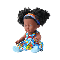Nouvelle conception personnalisée en plastique PVC souple peau de café foncé 10 pouces Mini poupée d'amour pour enfants fille africaine jouet Tusalmo marque CE