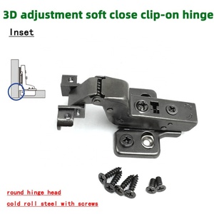 Charnières à clipser dissimulées réglables 3D à fermeture amortie pour portes en verre à cadre en acier, pour cuisine et salon - Product Image 6
