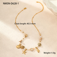Ensemble de bijoux de plage en acier inoxydable tendance pour l'été Collier étanche en perles et pierres précieuses pour femmes
