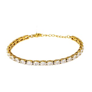 Multicolor CZ Tennis Bracelet for Women | Adjustable Stainless Steel <b>Chain</b> with PVD Gold Plating | Waterproof&Long-Lasting Color - Product Image 5