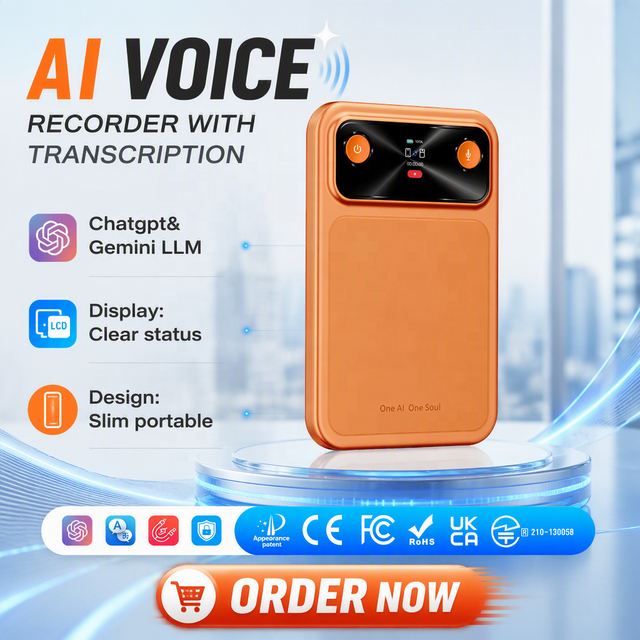 16GB App-Controlled AI Voice Recorder, Real-Time Transcription, Multi-Language Note Recorder for Lectures & Calls