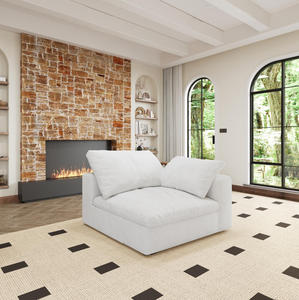 Canapé modulaire sectionnel confortable en tissu blanc, canapé inclinable compressible pour salle à manger, salon, appartement, hôtel - Product Image 4