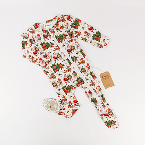 Tutina Natalizia per Neonati Pinuotu con Motivo Renna, Pigiama Convertibile con Cerniera Bidirezionale, Pagliaccetto Babbo Natale per Bambini - Product Image 1