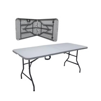 Table pliante commerciale en PEHD robuste et empilable pour marché, événement, restauration, facile à nettoyer pour camping et pique-nique en extérieur