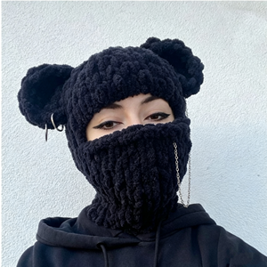 <span class=keywords><strong>Cagoule</strong></span> tricotée pour <span class=keywords><strong>femme</strong></span>, faite main, épaisse et chaude, bonnet d'hiver mignon en fil doux, cache-visage pour le ski et les sports de plein air - Product Image 2
